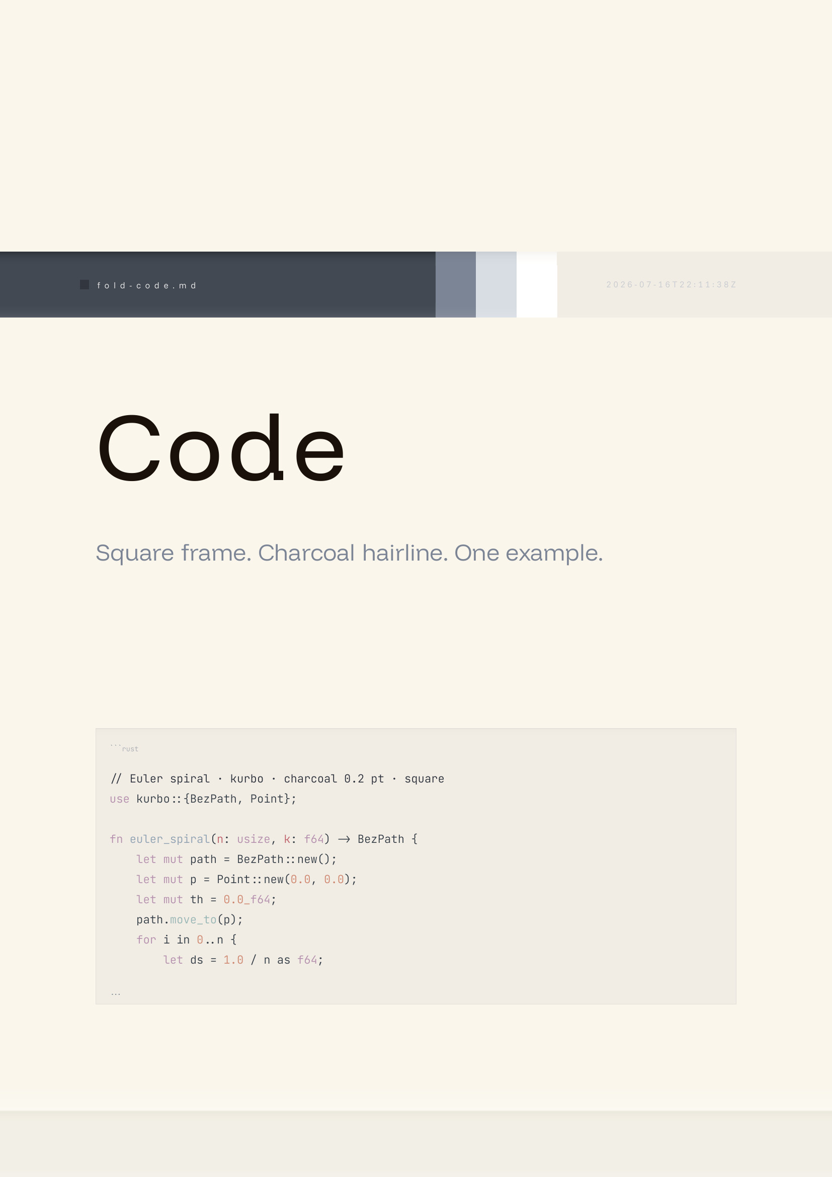 Fold code block specimen