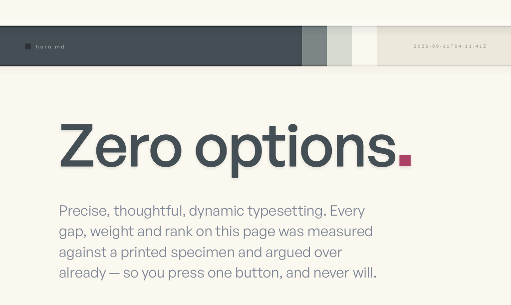 Zero options — the metabar, a title, a subtitle